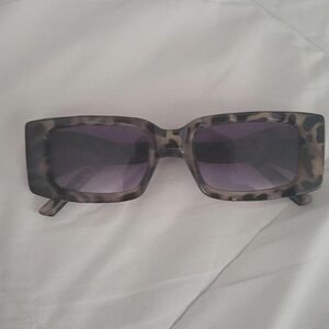 Leopard Print Rectangular Sunglasses